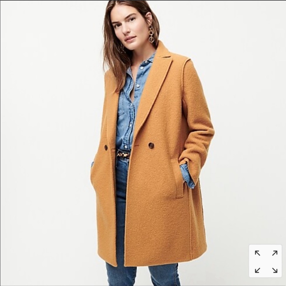 J Crew Daphne Topcoat in Boiled Wool Warm Carmel 0